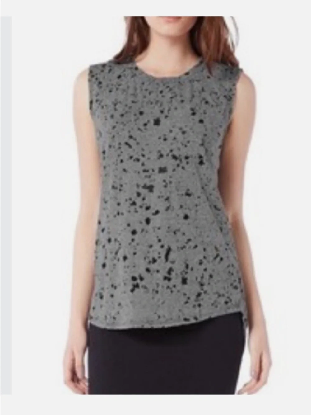 Michael Stars Grey Black Muscle Splatter Burnout Tank Top Size Small - Picture 2 of 8